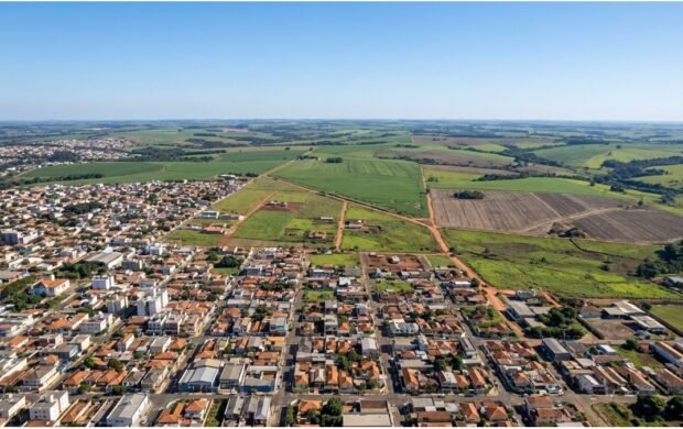 Vista aérea da cidade de Itapetininga no interior de São Paulo destacando sua extensão territorial
